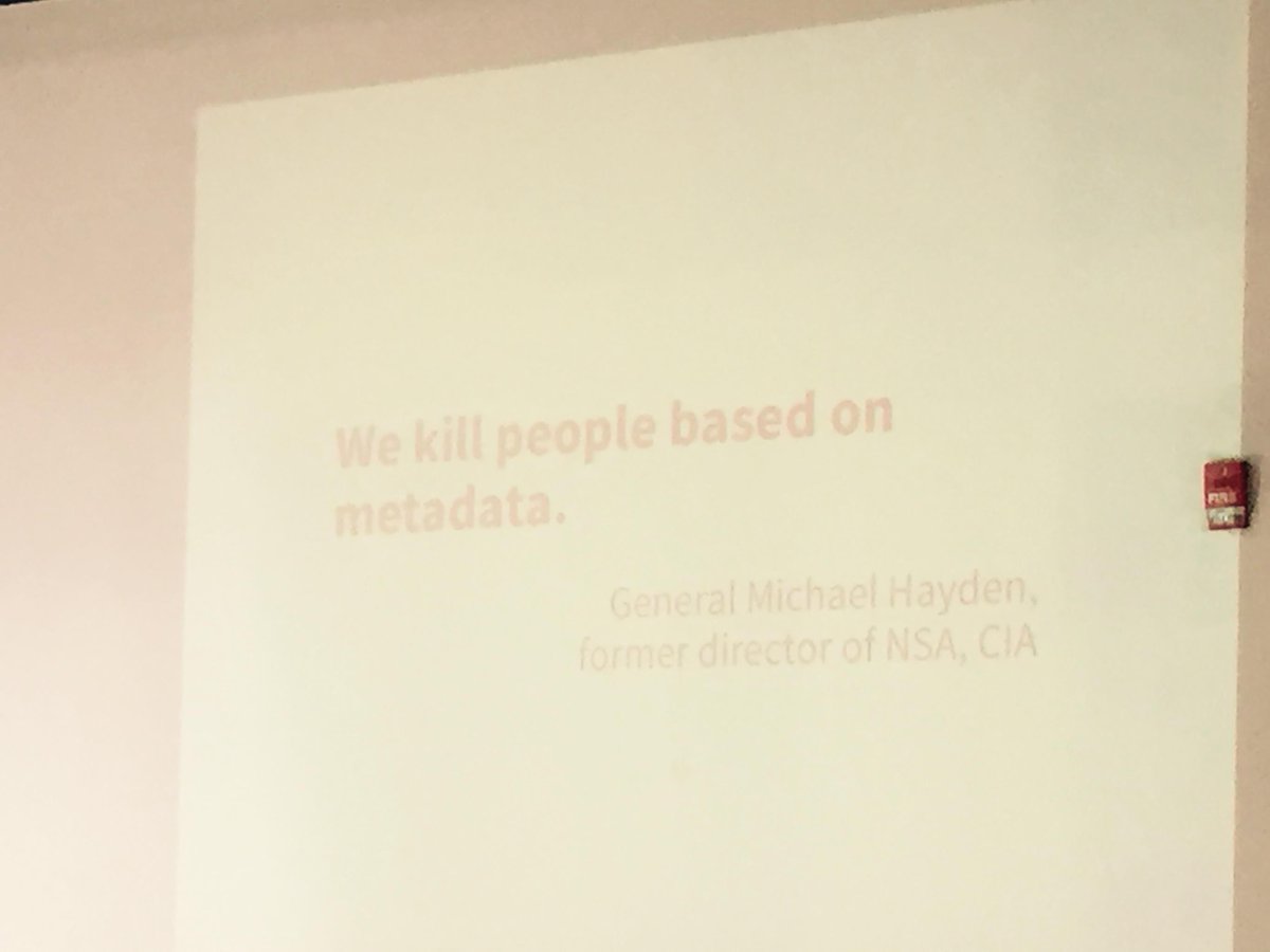 edsu's tweet photo. We kill people based on metadata. #TtW15 #a2 http://t.co/tpyxiGqp43