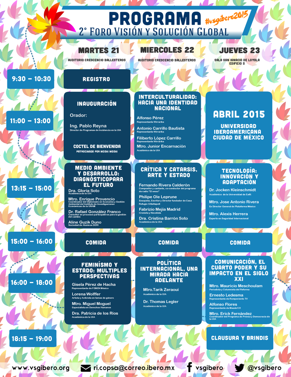 PrensaIbero's tweet photo. Artistas, pensadores y activistas se reunirán en Foro Visión y Solución Global @vsgibero http://t.co/Zgy0t3jGpX http://t.co/JUraQXlL1y