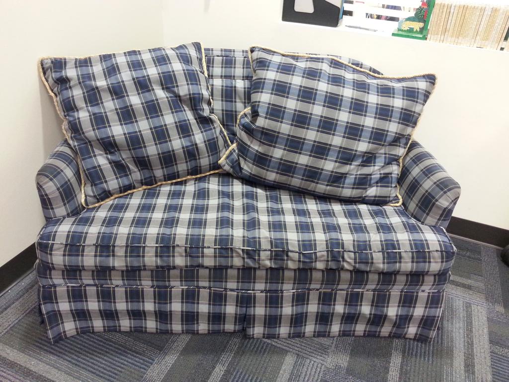 From big ideas to simple ones: chairs covered in school uniform fabric!  #aisltampa15 #creativelibrarians