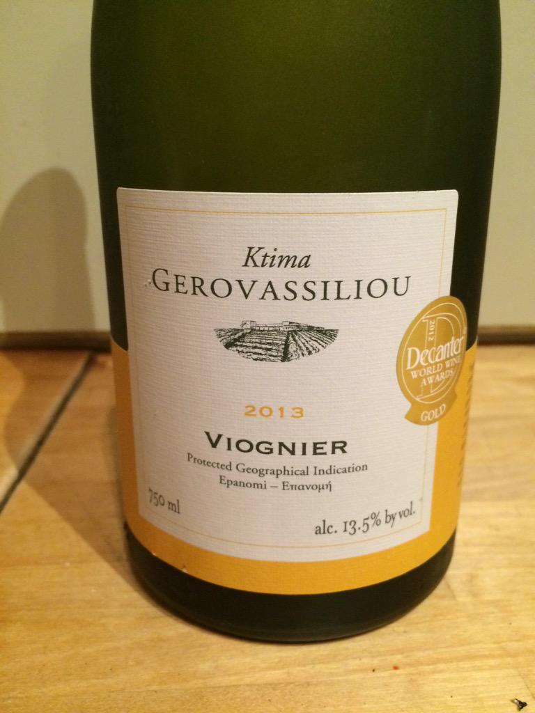 Fantastic Greek Viognier tonight, bought from the local wine shop in Kingston <a href="/Wineduphere/">Charlotte</a>