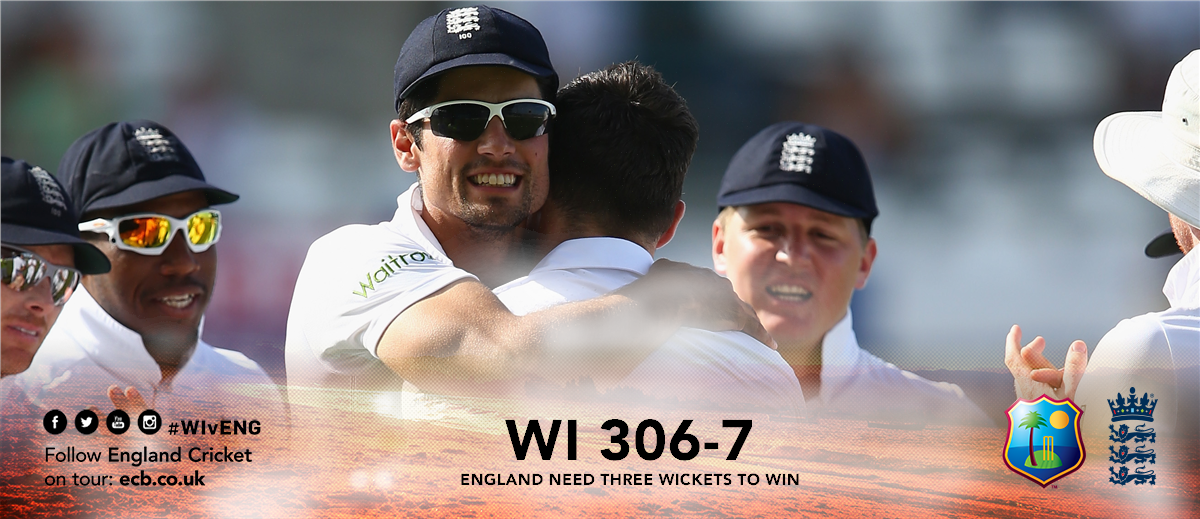 ECB_cricket's tweet photo. CELEBRATION: Brilliant picture! Captain Cook hugs his team-mate & close friend Jimmy! #Jimmy384 #Jimmy100 #WIvEng http://t.co/1KSQdB39mn