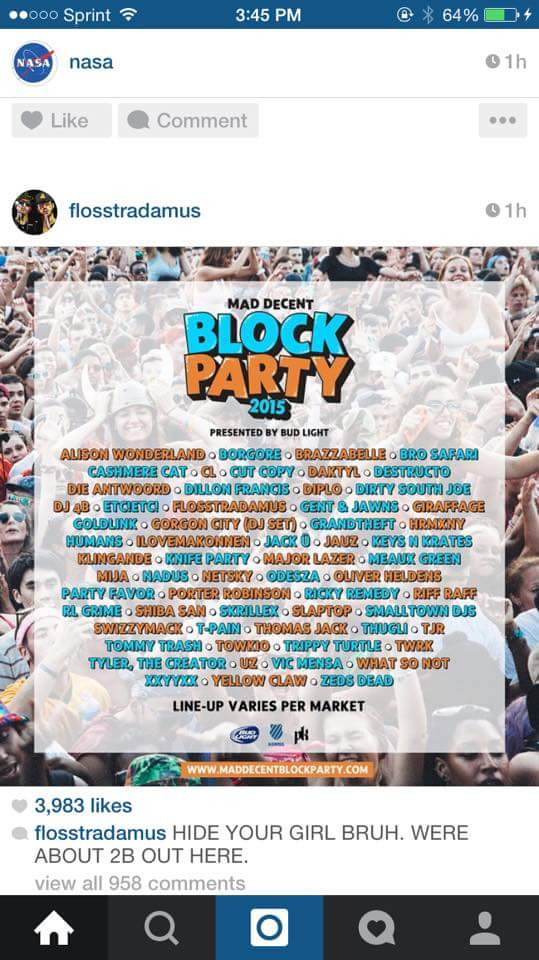 WeCraveRave's tweet photo. Mad Decent is going to be absolutely Crazy this year, look at this Ridiculous list of talent!!! http://t.co/m1amx3FHs2