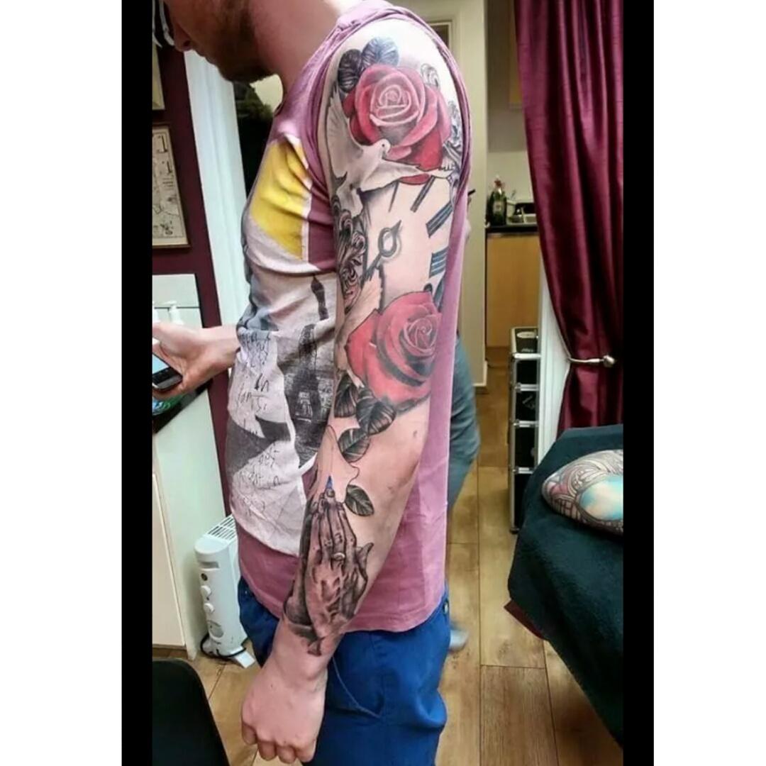 SeanGreen1995's tweet photo. Tattoo so far #sleeve http://t.co/v1C1OF53tG