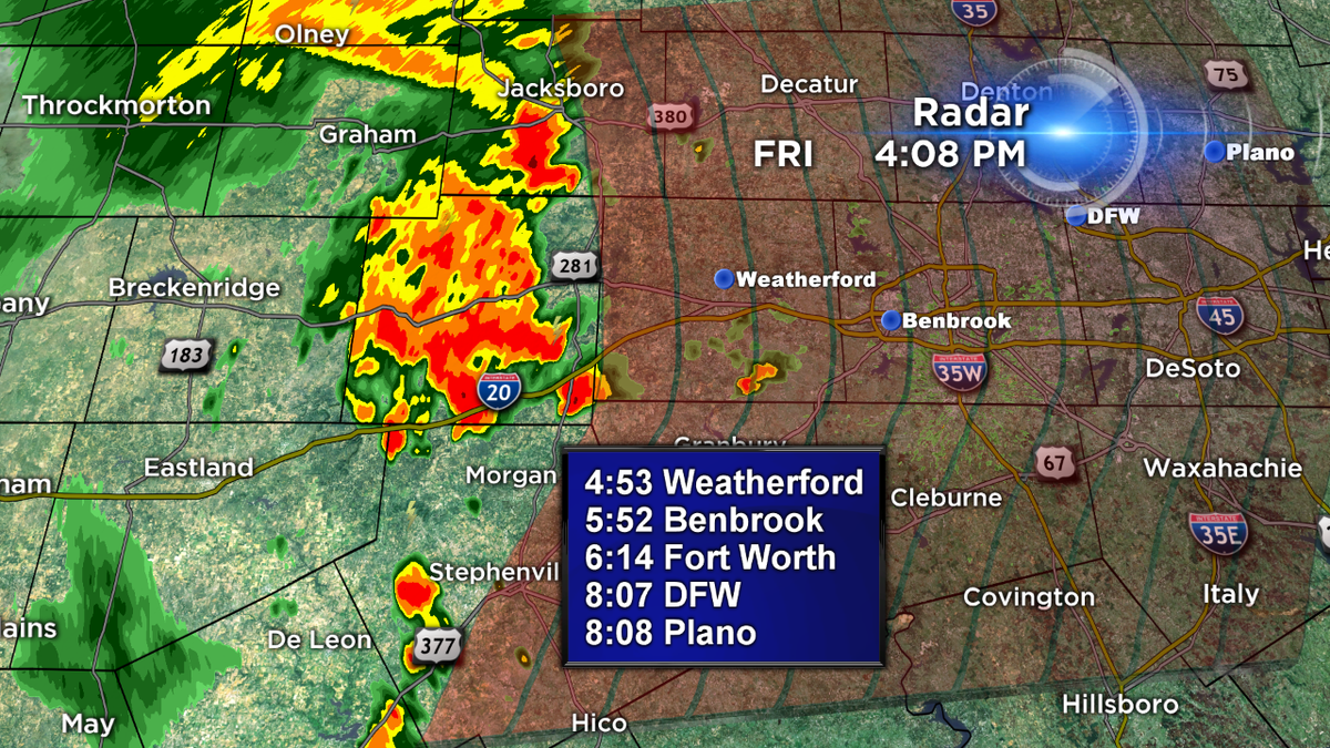 JeffJamFTW's tweet photo. 4:09p
Line of storms setting up out west of DFW. Should be in Metro 5:30pm - 8:30pm or so. Heavier downpours likely http://t.co/6DtWK6IwyY