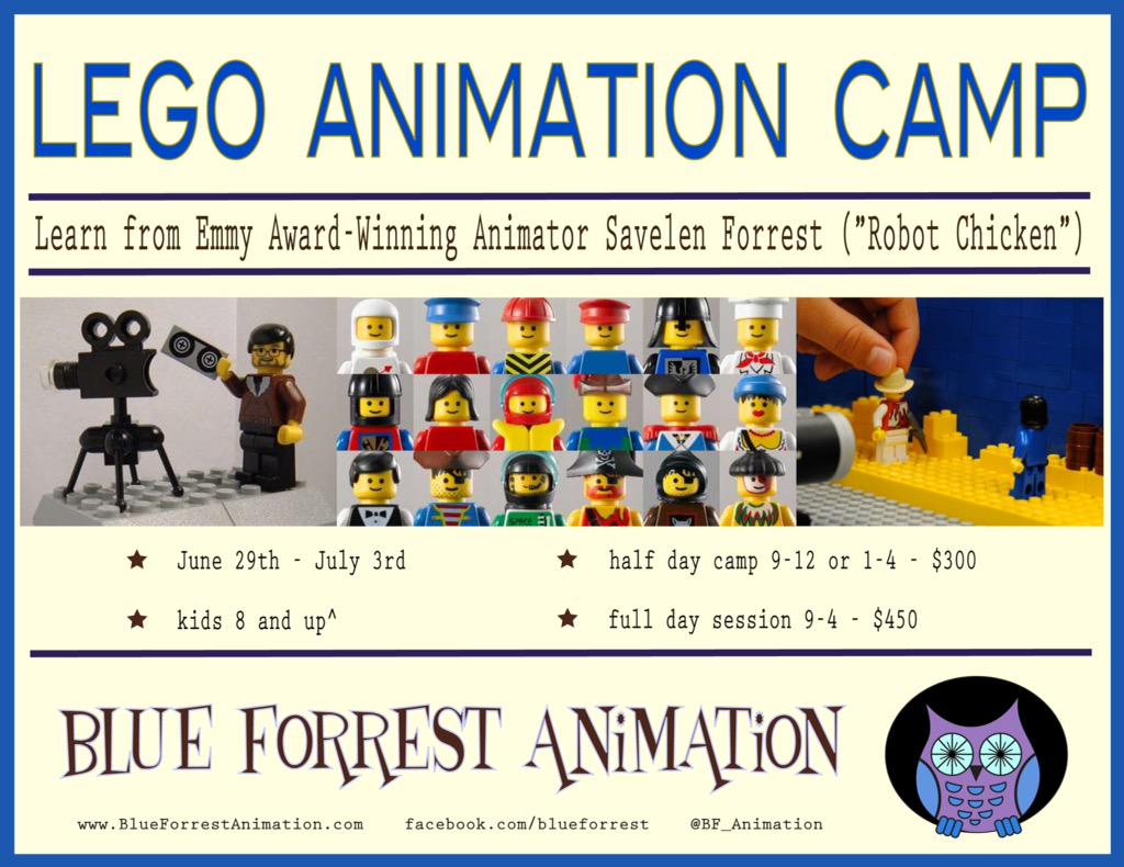 BF_Animation's tweet image. Lego Animation Summer Camp!
*Half days now available.

Blue Forrest Animation - School for Stop Motion Animation