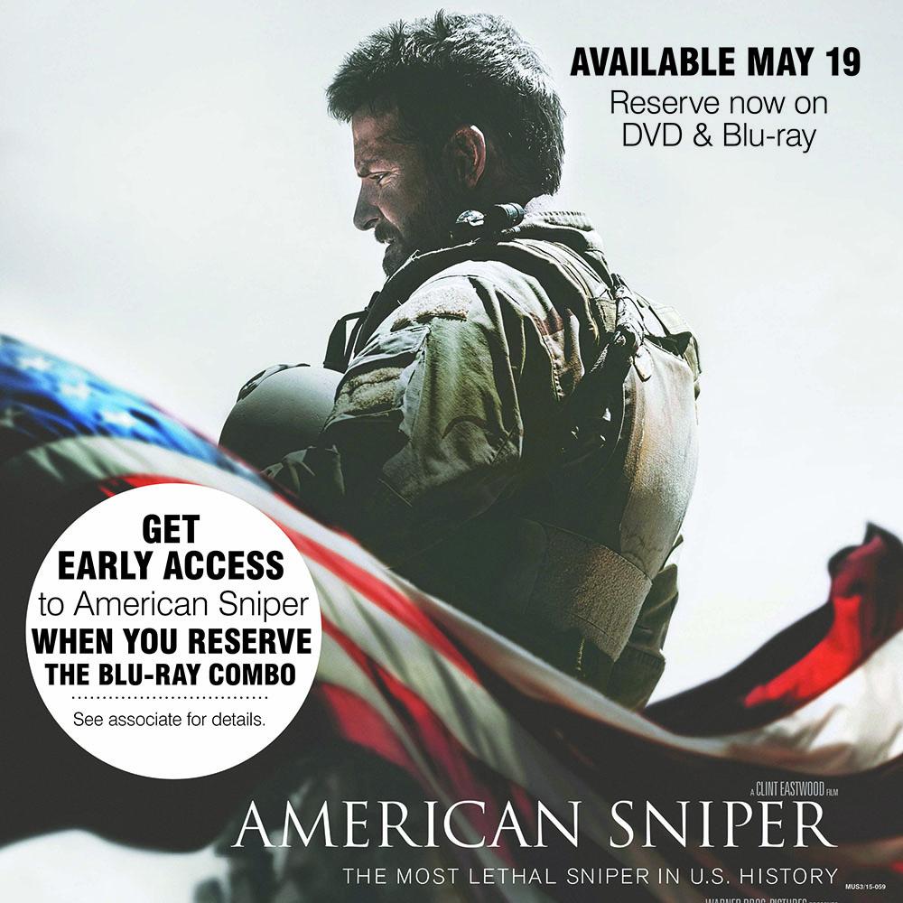 officialfye's tweet photo. Reserve your copy of #AmericanSniper on Blu-ray in FYE stores &amp; you'll get early access to the movie! http://t.co/pHomMAyK9J