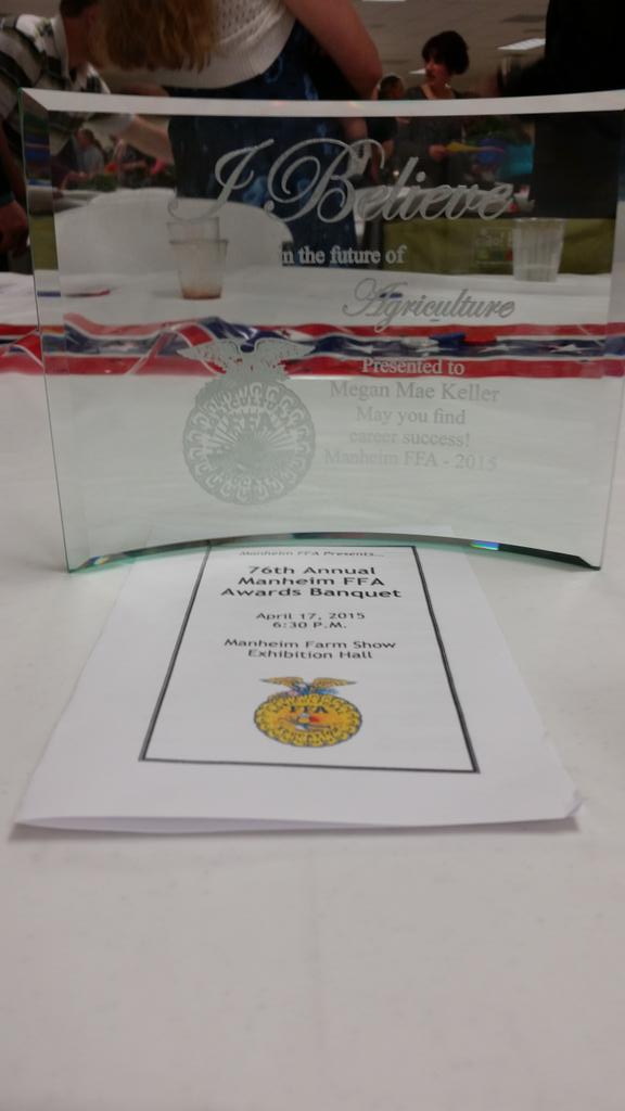 MeganLego's tweet photo. I honestly have the best cooperating teacher and FFA chapter to date. #psuaged15 #yosto #banquet #FFA http://t.co/SStFSt4XvQ