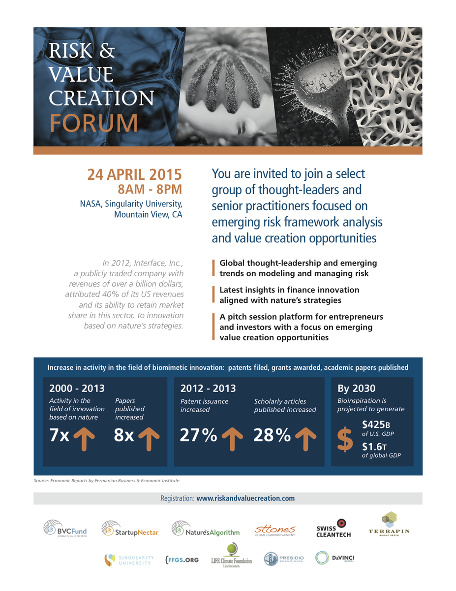 StartupNectar's tweet photo. @TomSteyer Join us at Risk and Value Creation Forum finance innovation + 8 biomimetic technology startups @BVCFund http://t.co/o4EQ6p9VdM
