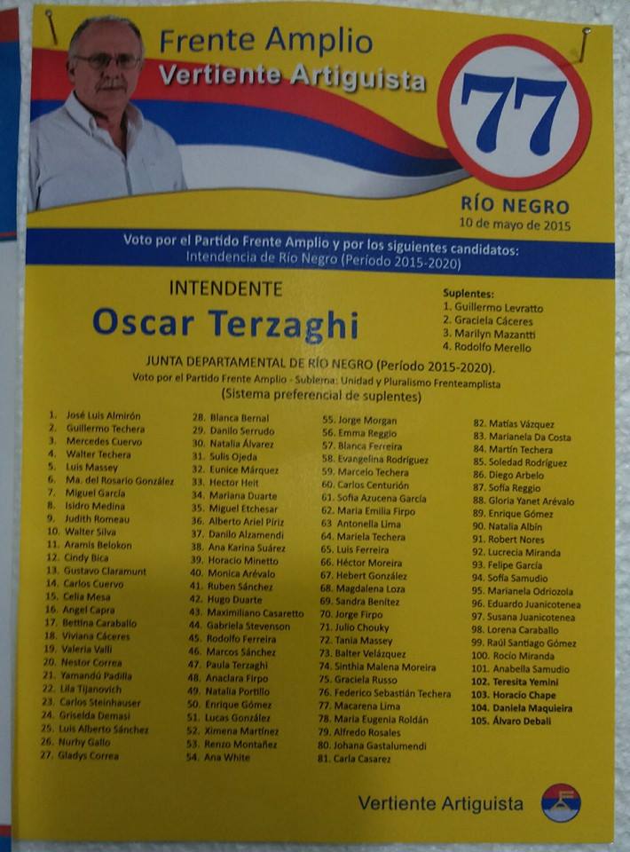 OscarTerzaghi's tweet photo. Listas que apoyan a #TerzaghiIntendente @Vertiente77 @MPP609 @Socialistas90 @Frente_Amplio @merellorodolfo http://t.co/mK3lgXZdpl
