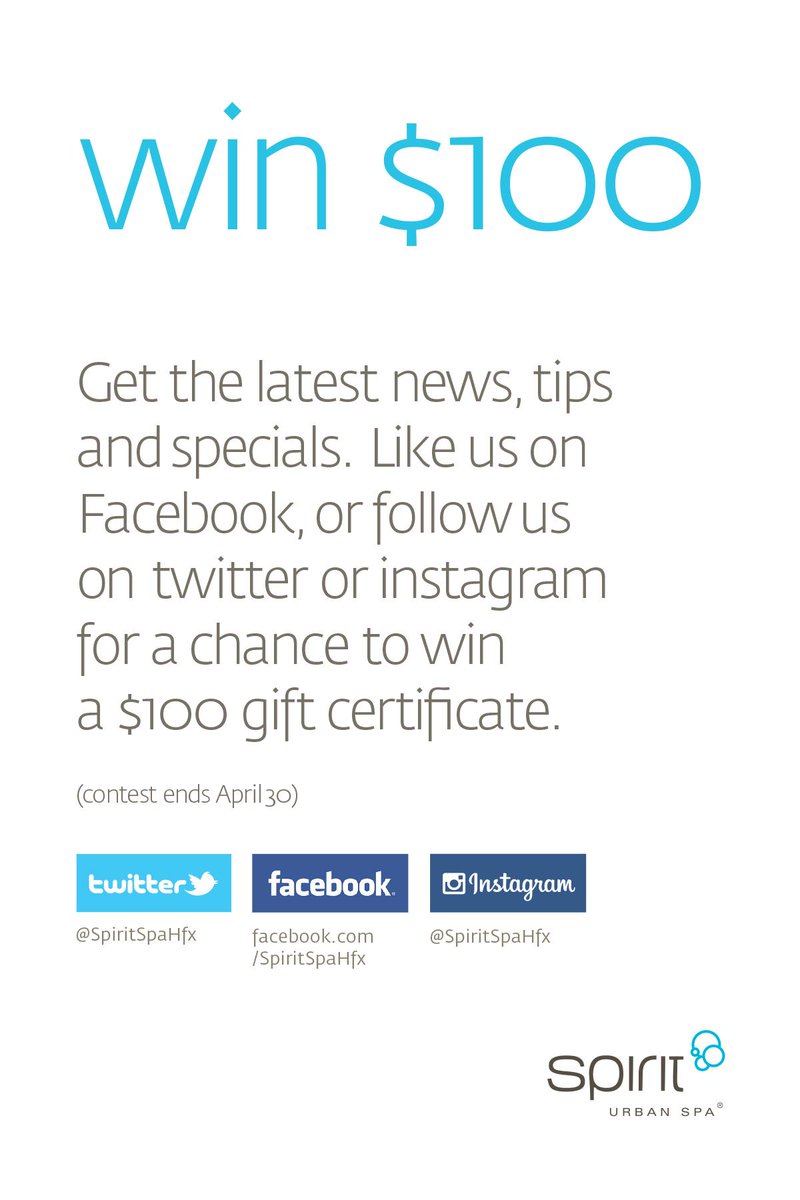 Be sure to follow us on Facebook &amp; Instagram to increase your chances of winning a $100 gift certificate from Spirit!