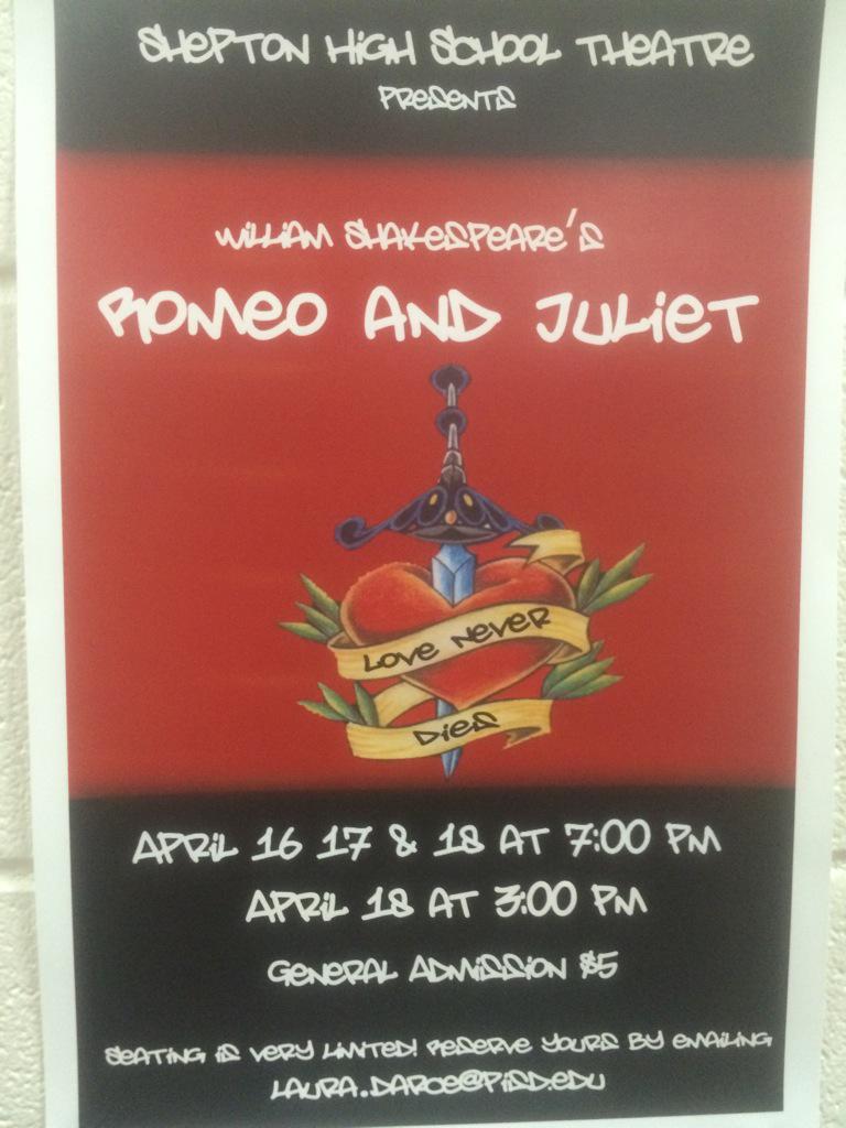 SpencerMRiegel's tweet photo. Two more shows remaining of Shepton Players' production of Romeo and Juliet! Come see us tomorrow at 3:00 or 7:00 PM! http://t.co/lfZX9a8LzR
