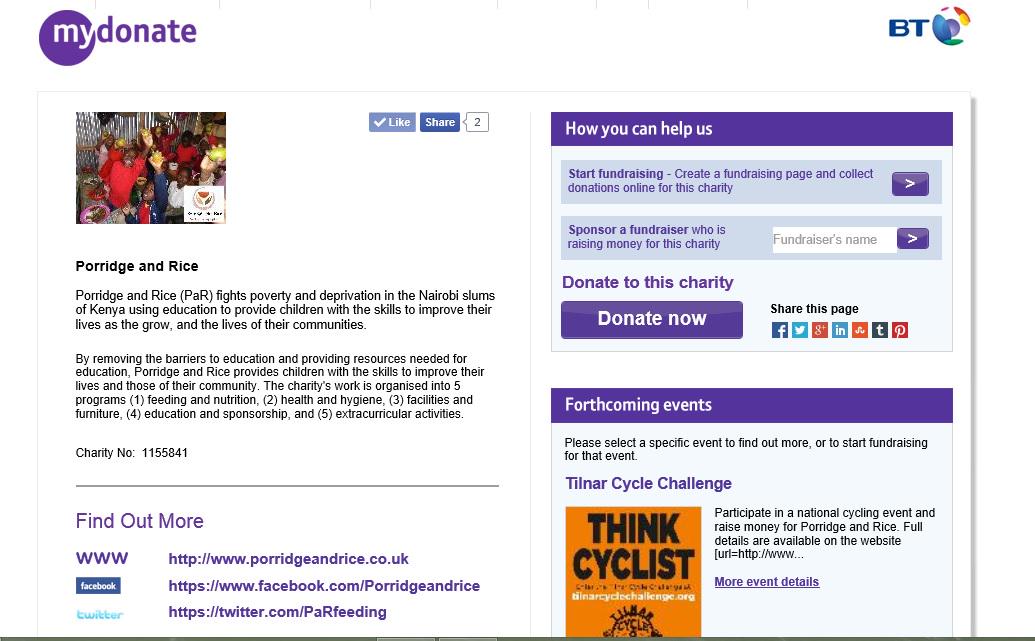 PaRfeeding's tweet photo. Register for the Tilnar Cycle Challenge @TilnarCycle on MyDonate to raise money for Porridge and Rice @PaRfeeding http://t.co/xjWG7kDnuB