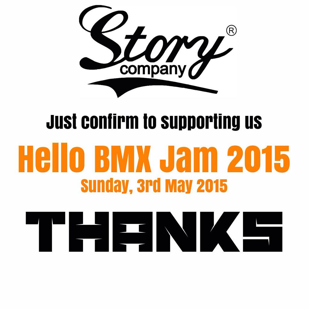 Don't be late!!

HELLO BMX JAM 2015

Sunday, 3rd May 2015
Lap. Purnawarman - Purwakarta
Thanks to <a href="/story_shoes/">story company</a>