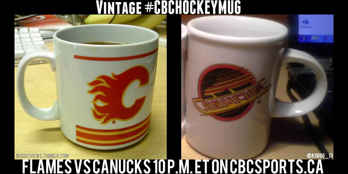 hockeynight's tweet photo. Who has more fans?
Favourite if you're @NHLFlames Fan. RT if you're @VanCanucks Fan. #CBCHockeyMug #NHLPlayoffs http://t.co/FOYYCxknOy