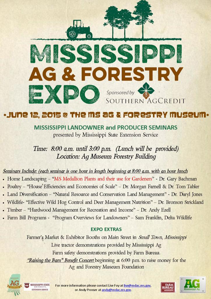 SAgCredit's tweet photo. MS Ag&amp;Forestry Expo. @MSAgMuseum Friday June 12 @MSUExtService @MDWFPonline http://t.co/eVhLE7IJgT