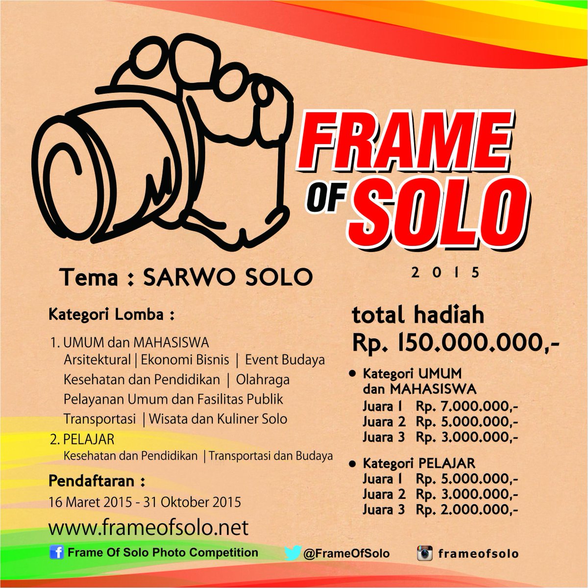 Lomba Foto Tingkat Nasional #KotaSolo #FOS2015 <a href="/hubkominfosolo/">hubkominfosolo</a> <a href="/kotasolo_fp/">Kota Solo</a> <a href="/SoloUpdate/">Solo Update #BeyondsInformation</a> <a href="/pesonaSOLO/">IG: PESONASOLO</a> <a href="/InfoTimlo/">Info Kota Surakarta</a>