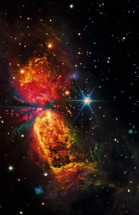 _Paisajes_'s tweet photo. Imágenes combinadas de luz visible e infrarroja de la región de formación estelar Sharpless 2-106. http://t.co/xdaaW0UhOb