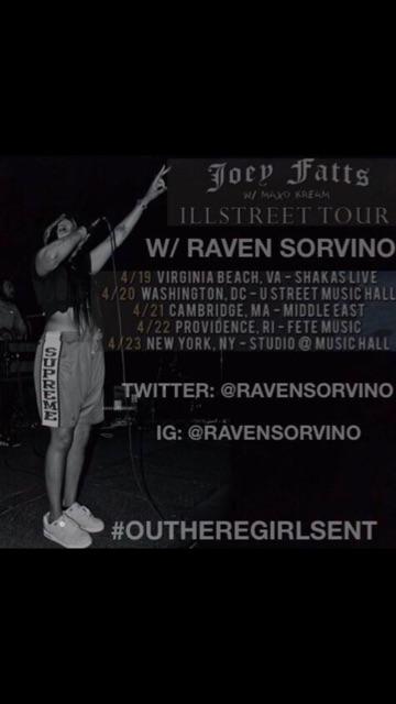 LanguageArtz's tweet photo. East Coast catch Raven Sorvino on tour with Joey Fatts &amp; Maxo Kream! #PULLUP and cop those tickets http://t.co/bVBmNamKHq