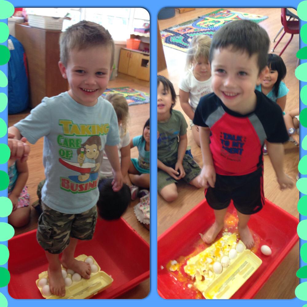 YLUMCPS's tweet photo. "Egg"speriments at S&amp;P today! What does it take to crack an egg?? #science #curiosity #eggs #preschool #yorbalinda http://t.co/mWY9kn9ti3