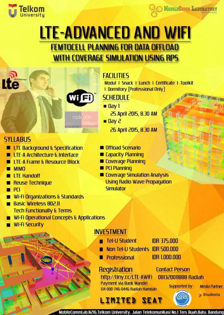 InfoUnivTelkom's tweet photo. LTE-A and WiFi Femtocell Planning for Data offload with Coverage Simulation using RPS - @mobilecommlab http://t.co/qpkDz2akSq