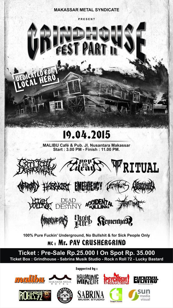 WizNecromancer's tweet photo. Besok!! Star jam 3 sore sampai jam 11 malam di Malibu Cafe Makassar. GRINDHOUSE FEST PART II. http://t.co/5SK1PVHOqa