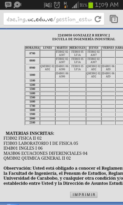 hervicg6's tweet photo. @DALEingenieria como hago akime sale ecucacionea en la lista de materia asignada  pero no esta en el horario como tal http://t.co/7aEpgXuu80