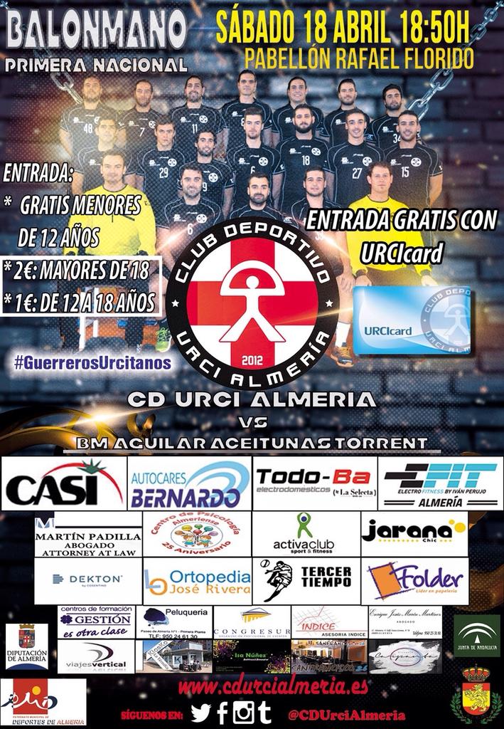 CDUrciAlmeria's tweet photo. Penúlt EN CASA @PrimeraNacF: @CDUrciAlmeria-@CBM_Aguilar, sáb 18-abril, 18.50h, Pab.Florido @PMDAlmeria @dalmeriafabm http://t.co/gBkUmeGIUT