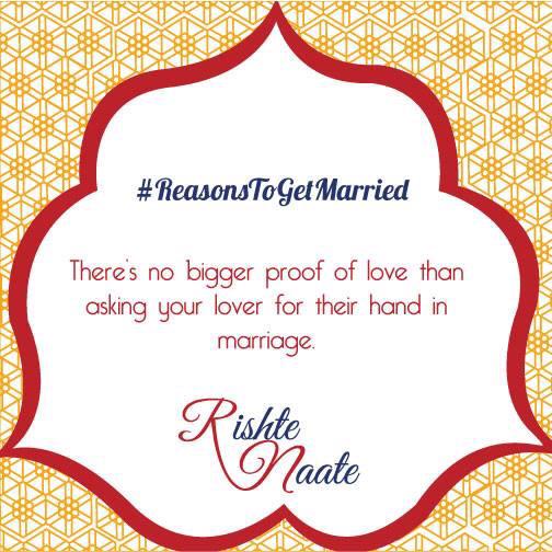 Rishte_Naate's tweet photo. #Reasonstogetmarried # Rishtenaate #love #soulmate http://t.co/pnGpcf5nUX