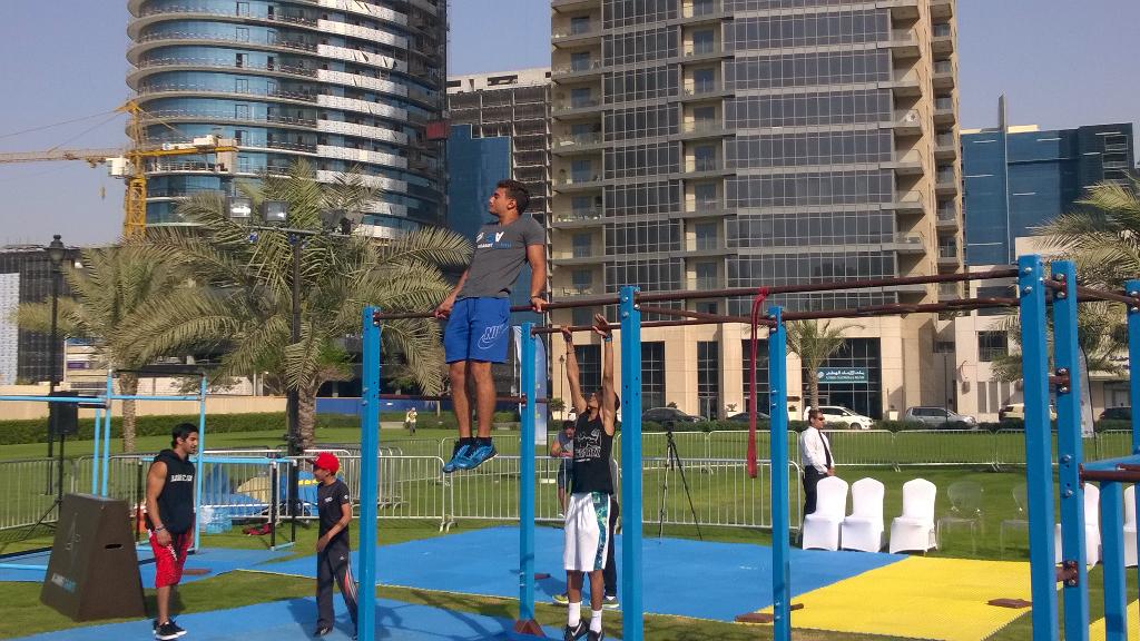 Sport360's tweet photo. The world's finest street athletes are warming up for Dubai's first-ever event #SWstageDXB #AgainstGraviti http://t.co/mFeIWoPIcn