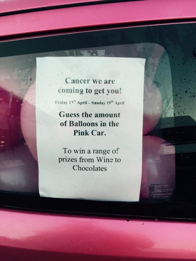 SthOckendenEXP's tweet photo. How many pink balloon is there in the car come in &amp; have a guess #TescoTurnsPink #leadingthecheer @Ben_Leclerc_ http://t.co/R7UeEl0Mjw