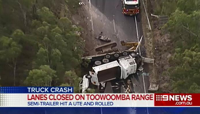 The Toowoomba Range is a place to avoid tonight, with a crash closing Brisbane-bound lanes. No-one was injured #9News