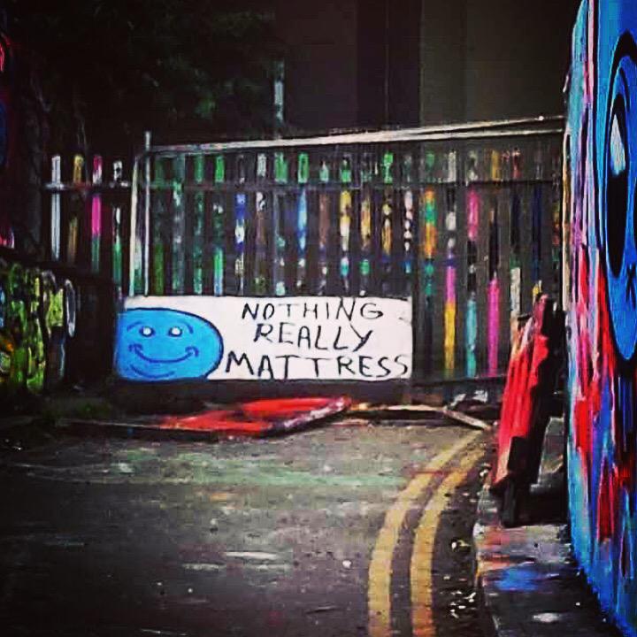lucyhedges's tweet image. Yup, that's an actual mattress!! #nothingreallymattress #streetart