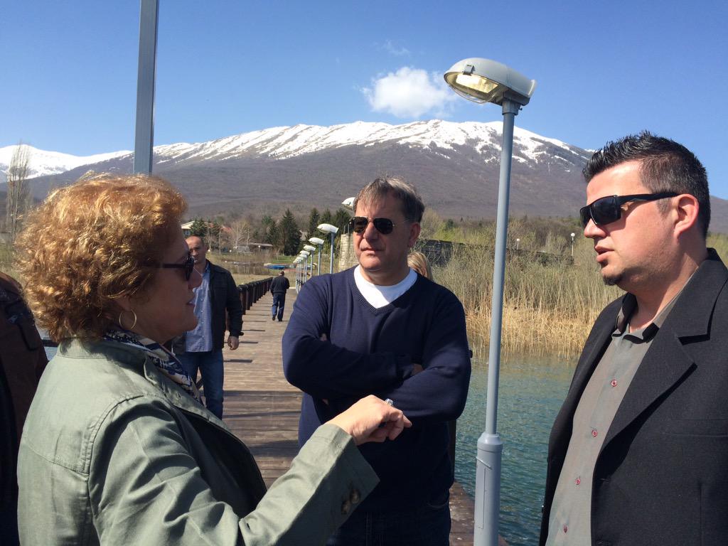.<a href="/UNDP/">UN Development</a>'s <a href="/csultanoglu/">Cihan Sultanoğlu</a>  visits monitoring boat for Lake #Prespa together with #Resen Mayor <a href="/GjokoStrezovski/">Gjoko Strezovski</a>