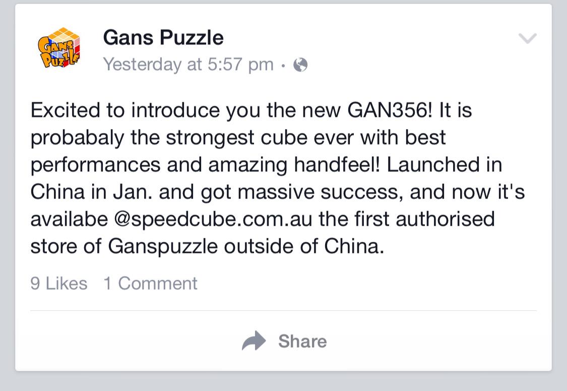speedcubecomau's tweet photo. #speedcubing #cubing #gan356 http://t.co/0ifGjYKs4C