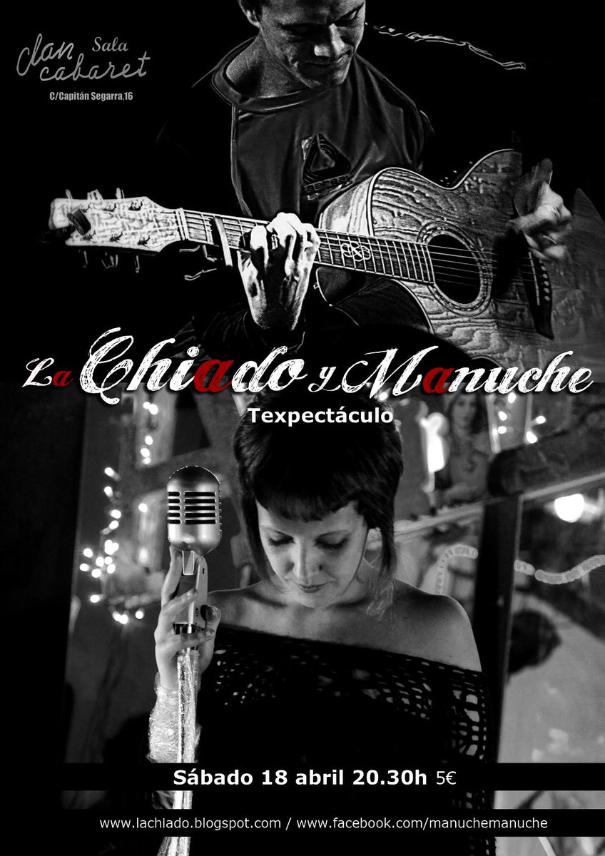 ClanCabaret's tweet photo. #Alicante ##clanCabaret Hoy  La Chiado+Manuche  #música + #literatura oral http://t.co/UkfanwJ69l vía @clancabaret http://t.co/3qmU09ggV0