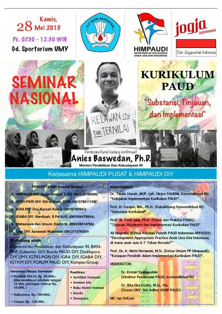 reahuria's tweet photo. @InfoJadwalEvent Semnas PAUD "Keynote Speaker Anies Basweda,Ph.D(Menteri Dikbud RI) on 28 May '15 at Yogyakarta.. http://t.co/zt9xSHjxHn