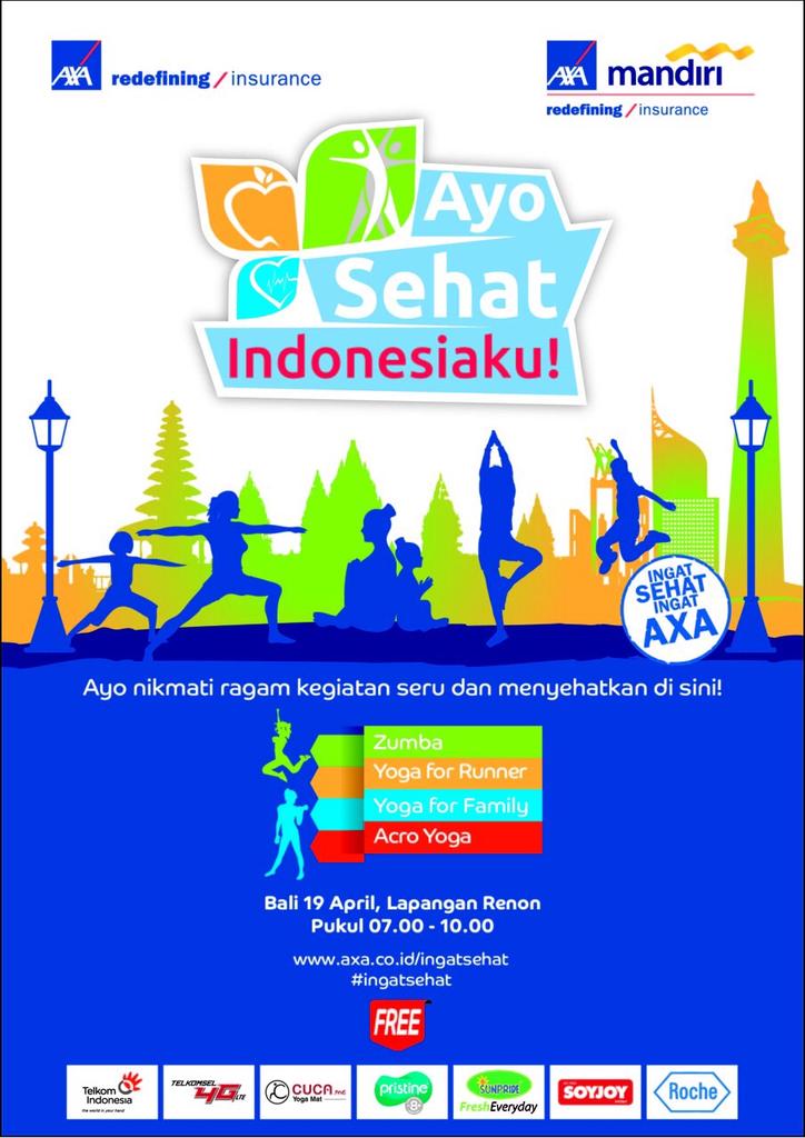 Hi Bali, besok pagi kita ketemu di Lapangan Renon ya, utk olahraga yoga &amp; zumba! #AyoSehatIndonesiaku #IngatSehat