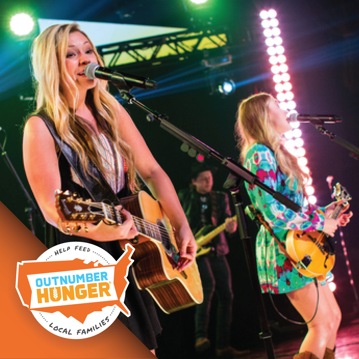 OutnumberHunger's tweet photo. .@MaddieandTae are up again singing Girl In A Country Song. #OutNumberHunger http://t.co/xAazqX8YV1
