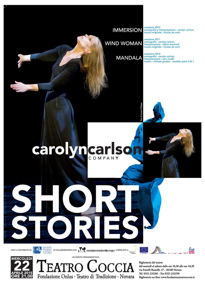 TeatroCoccia's tweet photo. #GrandeDanza #CarolynCarlson al Teatro Coccia mercoledì 22 aprile alle 21. Info e biglietti http://t.co/bBM97bBw9H http://t.co/5j4DDeByAk
