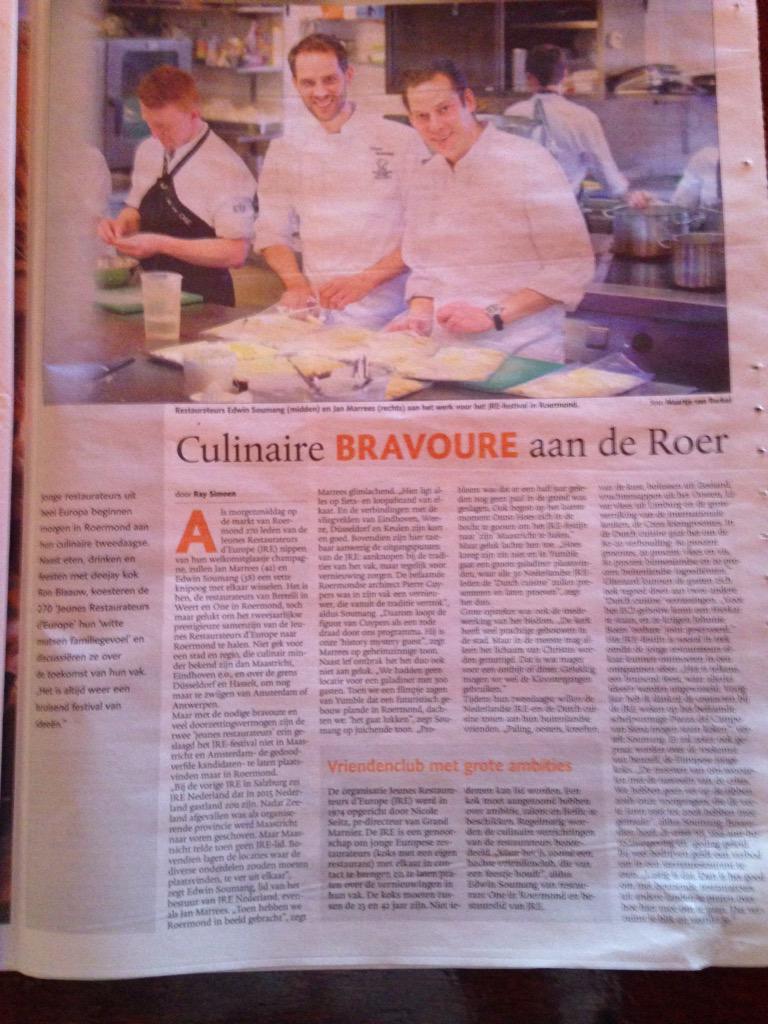 Vandaag mooi artikel in <a href="/delimburger/">De Limburger</a> over #JREcongress15 komend weekend! <a href="/JRENederland/">JRE Nederland</a> <a href="/JRErestaurants/">JRE - Jeunes Restaurateurs</a> <a href="/EdwinSoumang/">Edwin Soumang</a>