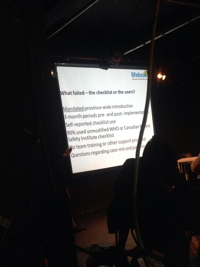 SaferSurgery's tweet photo. Well he said it was going to be a philosophical talk! @DrEdFitzgerald turns the Checklist around at #LifeboxDay http://t.co/Y9fwI95l1A