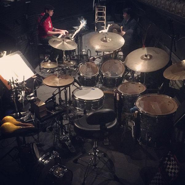 PearlDrumCorp's tweet photo. Brandon Douglass' kit at the opening weekend of Godspell at The Palace.  http://t.co/rWaLUh5luJ http://t.co/xIvbaT2a3o