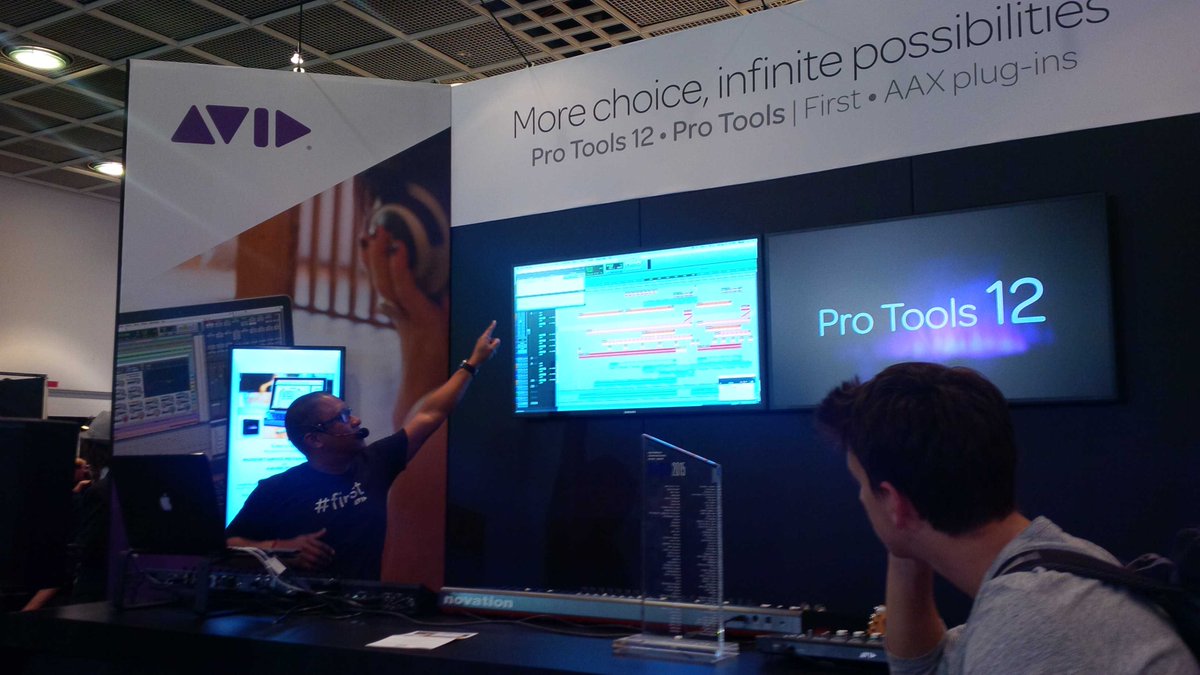 vanessaelmir's tweet photo. First time - #GregChin doing a Live demo of in-app purchase for #Avid #ProTools @musikmesse http://t.co/2jG1eUexnX