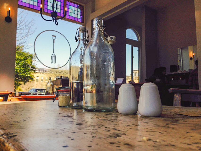 At the Saltaire Canteen. Great service on a beautiful sunny day. <a href="/SaltaireCanteen/">Saltaire Canteen</a>