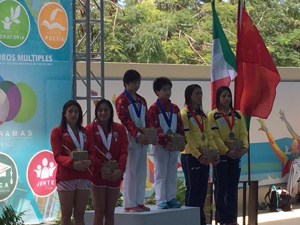 PRDivingGP's tweet photo. Women's 10m synchro medalists: Gold - Ji/Ding (CHN), Silver - Pedrosa/Oliveira (BRA), Bronze - Pineda/Mendoza (MEX) http://t.co/Xsuj6EVa1L