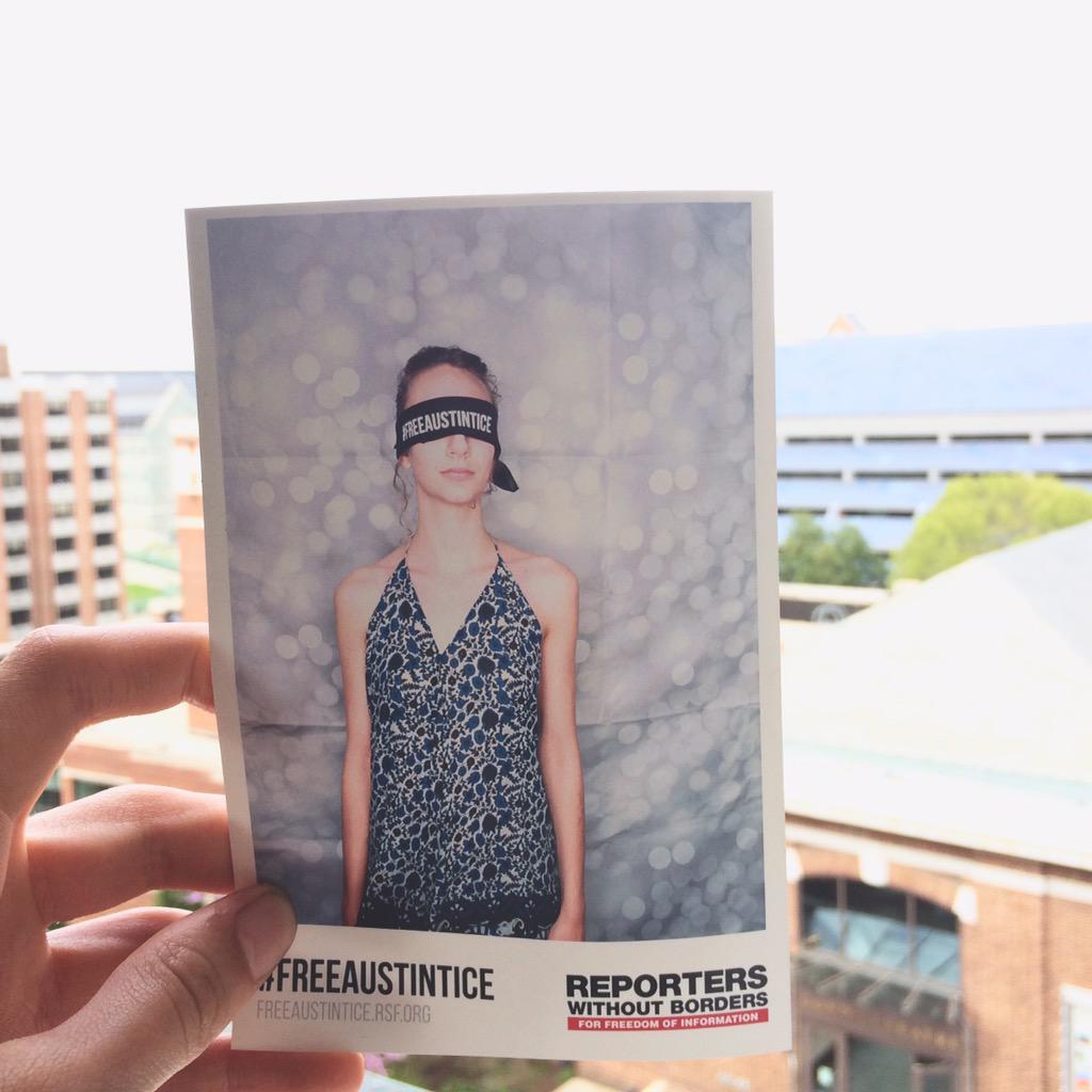 Taking the blindfold pledge for fellow journalist and Hoya, Austin Tice #FreeAustinTice #ReportersWithoutBorders