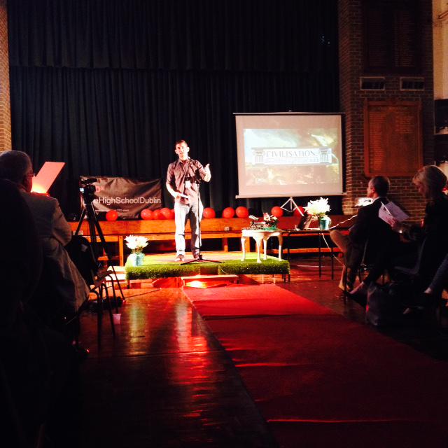 TEDxHSD's tweet photo. Fifth Year Ben Scallan, our final student speaker on civilisation, its development and its importance #tedxhsd http://t.co/3InMwOHIO4