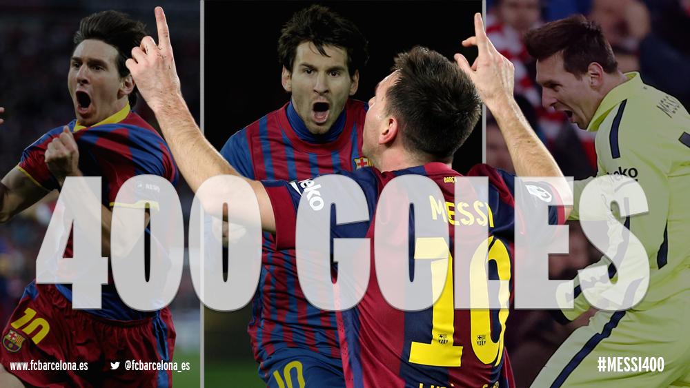 FCBarcelona_es's tweet photo. El de Leo Messi es su gol número 400 con la camiseta del Barça en partido oficial  #FCBlive http://t.co/uORXKSJVFs