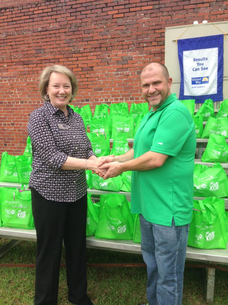 LorisChamber's tweet photo. United Way President Genie Sherard and LCOC President Gregory Martin. #MissAmericaServes #MissSCServes http://t.co/rQn8D9lUdU