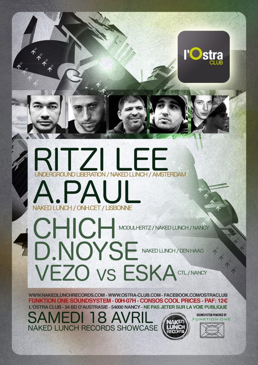 LOstraClub's tweet photo. TONIGHT NAKED LUNCH RECORDS SHOWCASE ! TECHNO w/ @RitziLee @NakedLunchRec @modulhertz A.PAUL http://t.co/U5GUwXmTSL